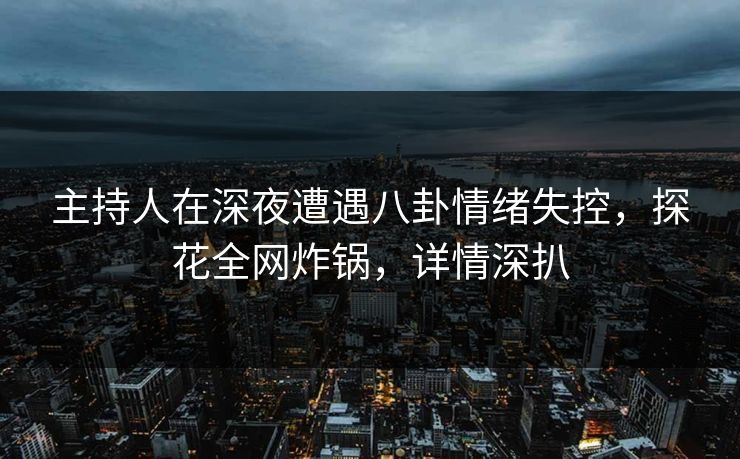 主持人在深夜遭遇八卦情绪失控，探花全网炸锅，详情深扒