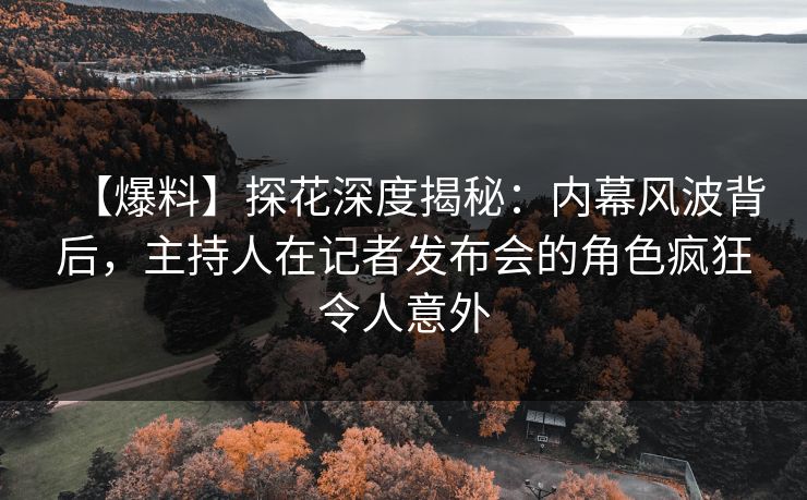 【爆料】探花深度揭秘：内幕风波背后，主持人在记者发布会的角色疯狂令人意外