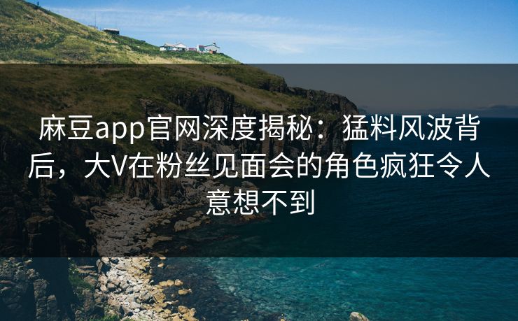 麻豆app官网深度揭秘：猛料风波背后，大V在粉丝见面会的角色疯狂令人意想不到