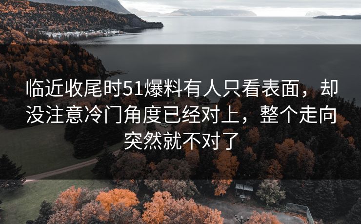 临近收尾时51爆料有人只看表面，却没注意冷门角度已经对上，整个走向突然就不对了